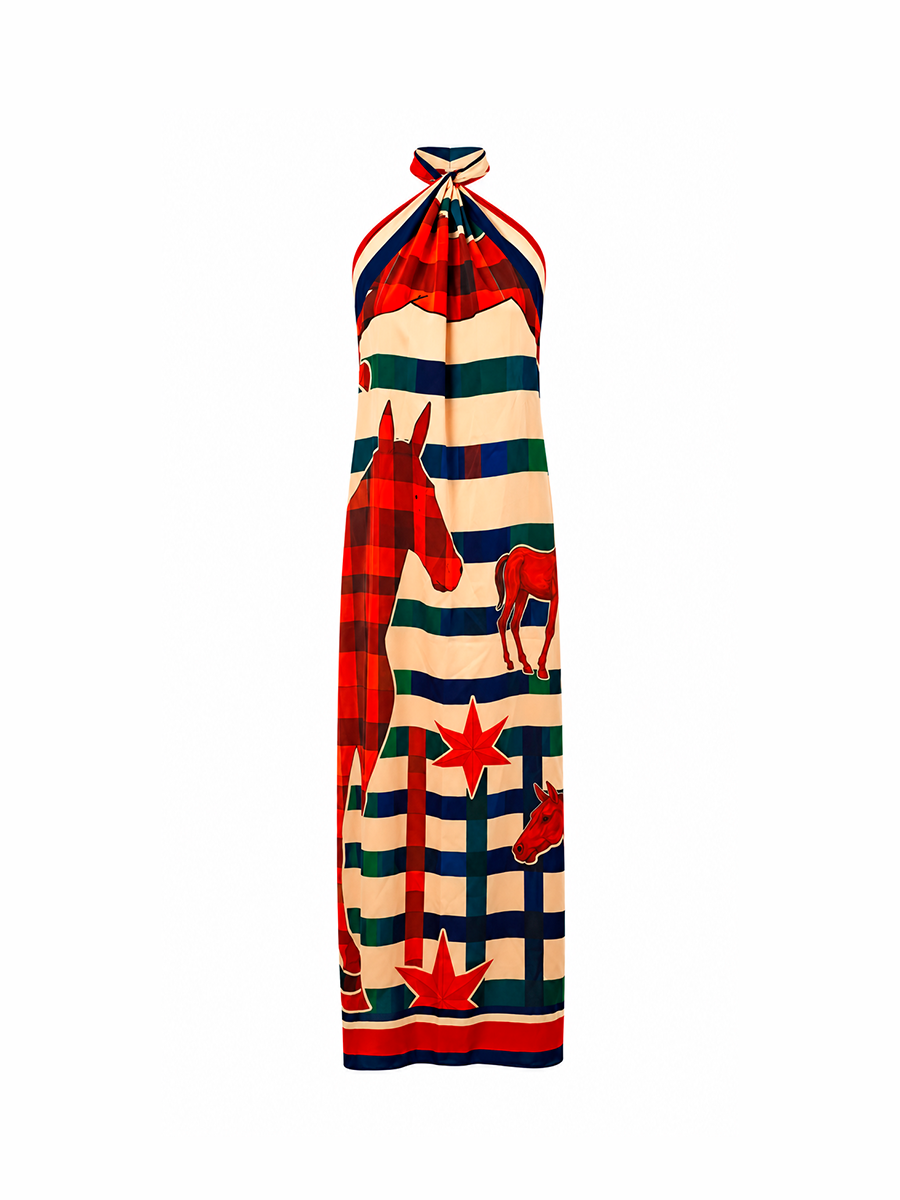 AGNES DRESS - Red Herraje print
