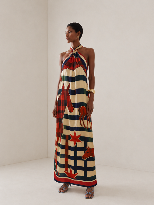 AGNES DRESS - Red Herraje print
