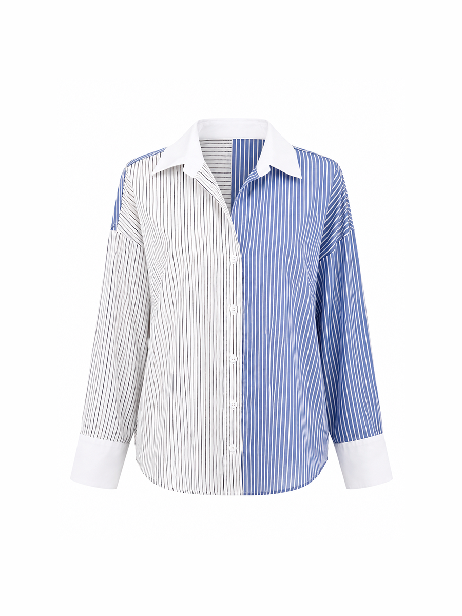 CALLISTA SHIRT - Green & blue stripes