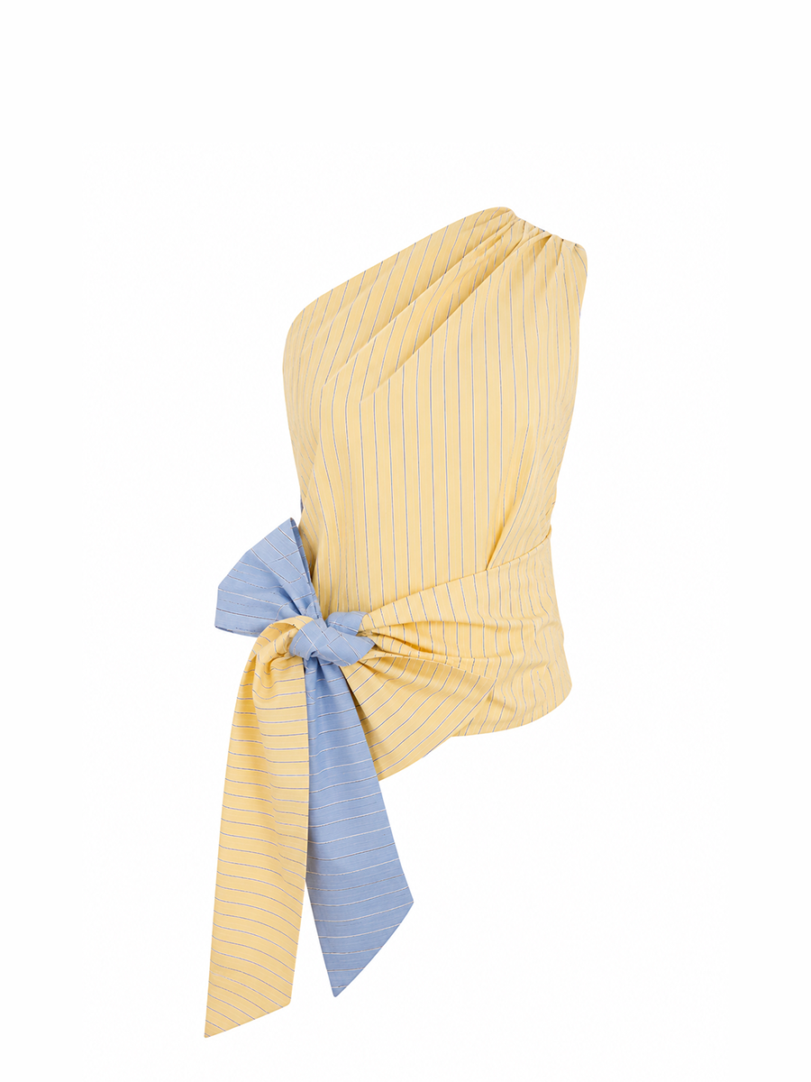 CANOPUS TOP - Reversible in Light blue & Yellow stripes
