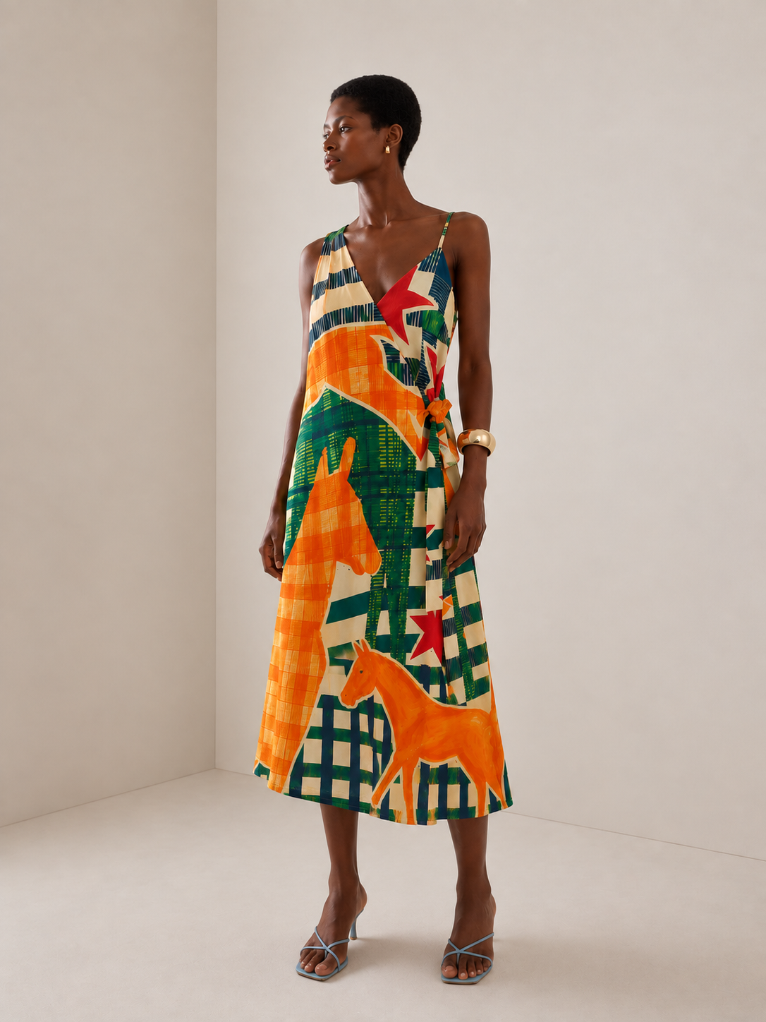 CHRONOS DRESS - Orange Herraje print