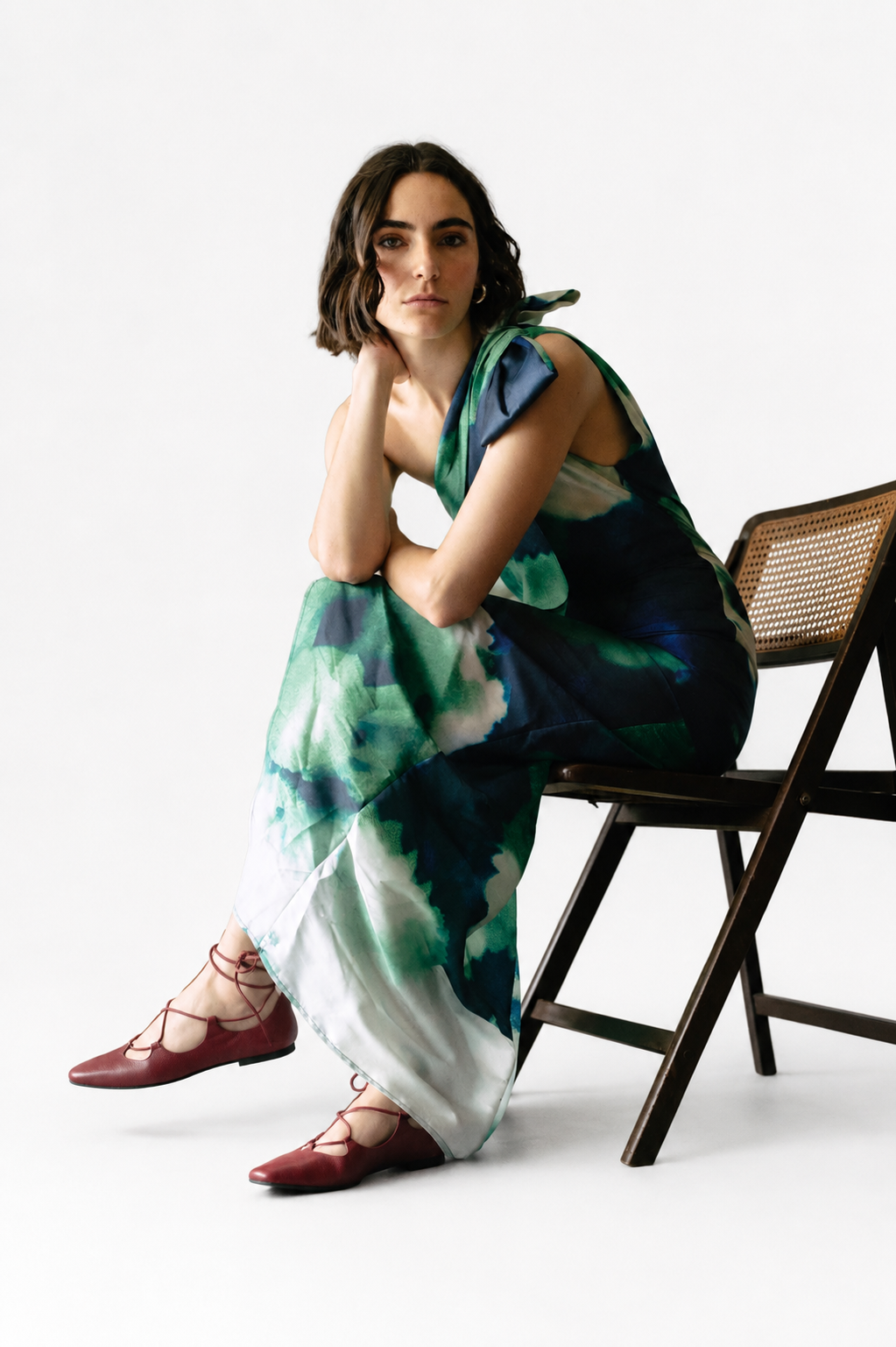 ISOLDE DRESS - Green poppy print