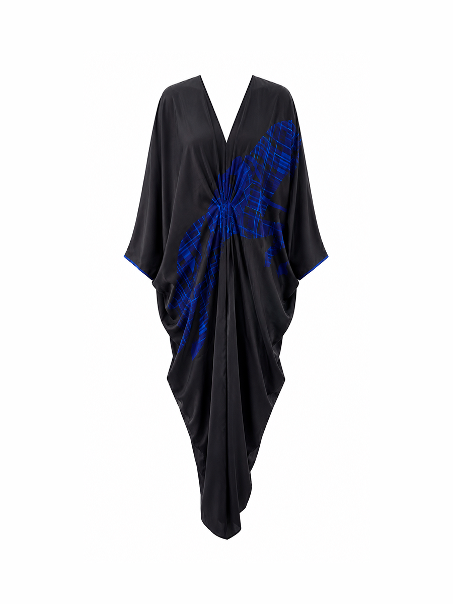 CHEVAL KAFTAN - Black Salto print