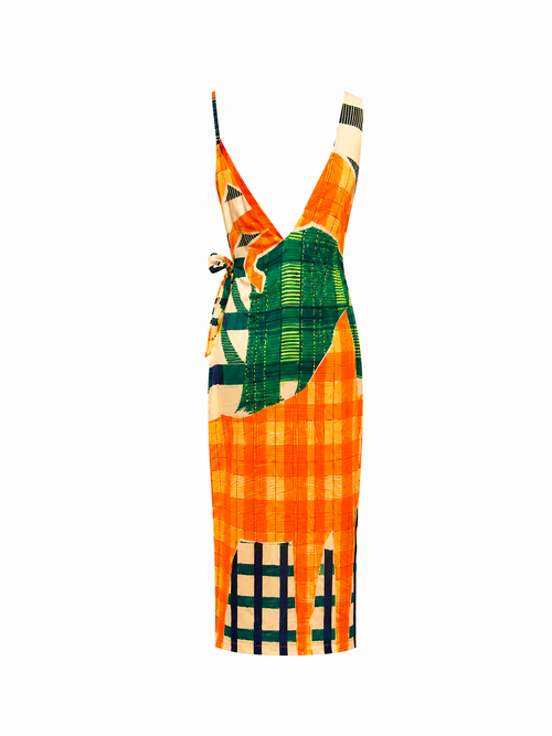 CHRONOS DRESS - Orange Herraje print