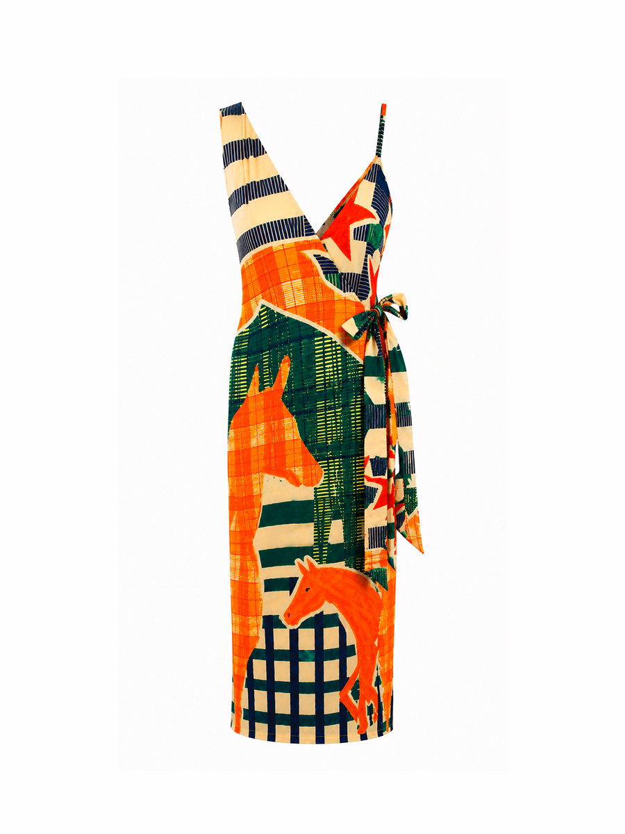 CHRONOS DRESS - Orange Herraje print