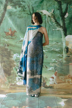 FLORA DRESS - Blue Palm print