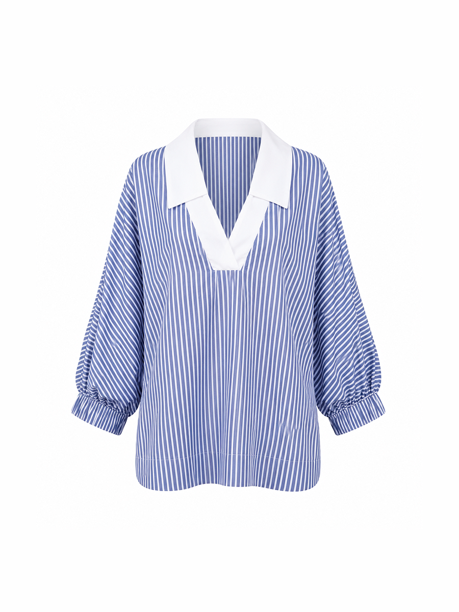 DANTE SHIRT - White & blue stripes