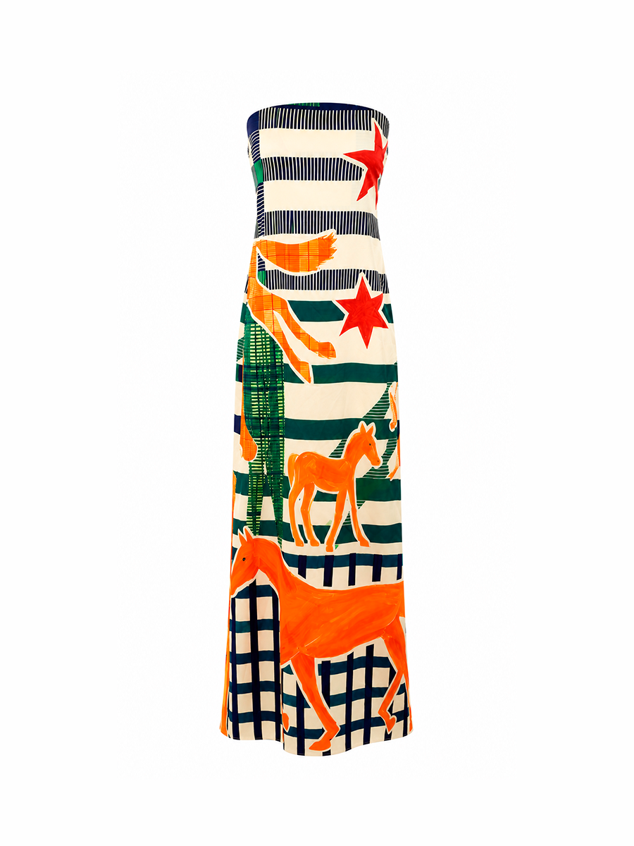 FLORA DRESS - Orange Herraje print