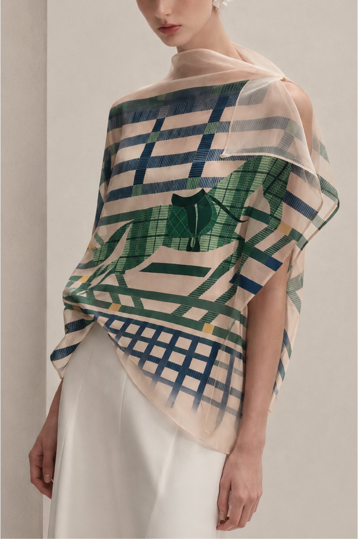 FOULARD BLOUSE - Ivory Salto print