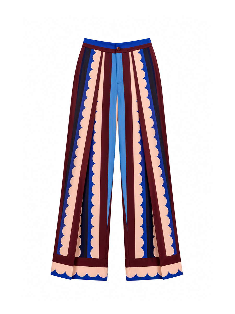 HESTIA PANTS - Blue lace print