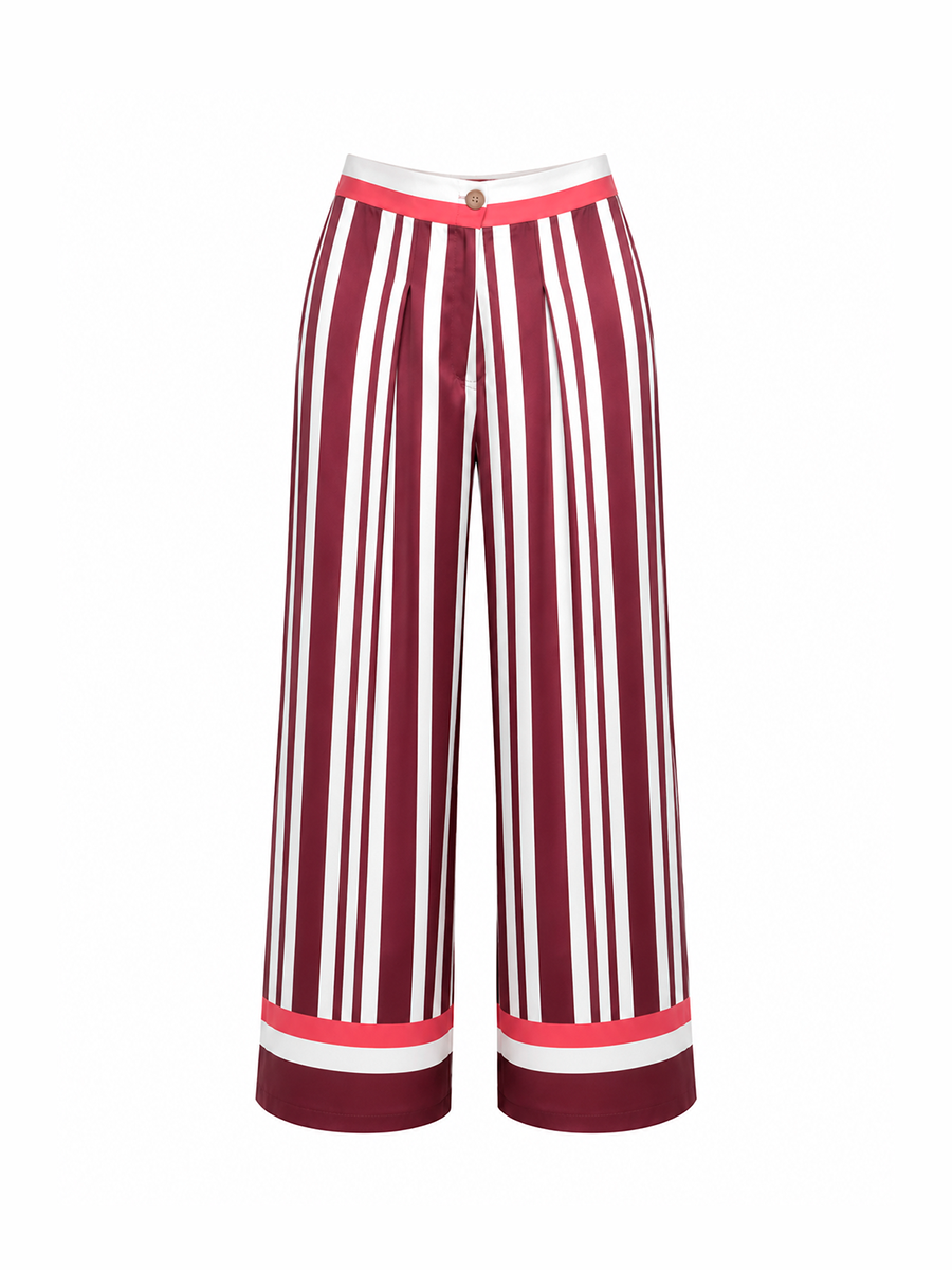HESTIA TROUSERS - Burgundy stripes