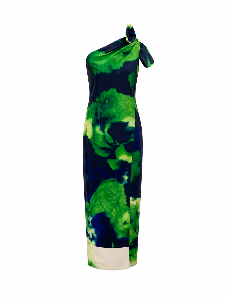 ISOLDE DRESS - Green poppy print