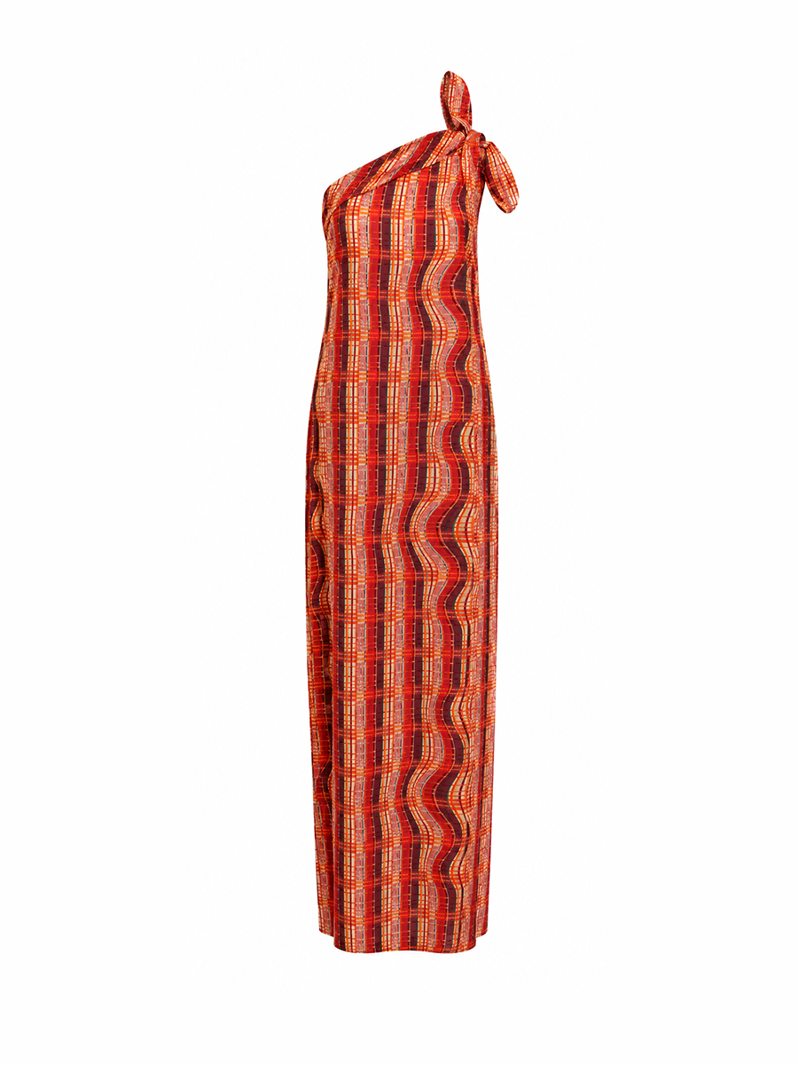 ISOLDE DRESS - Red weaves print