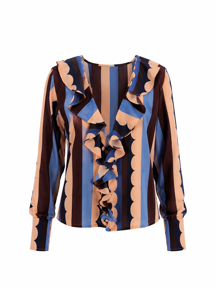 NENA BLOUSE - Blue lace print