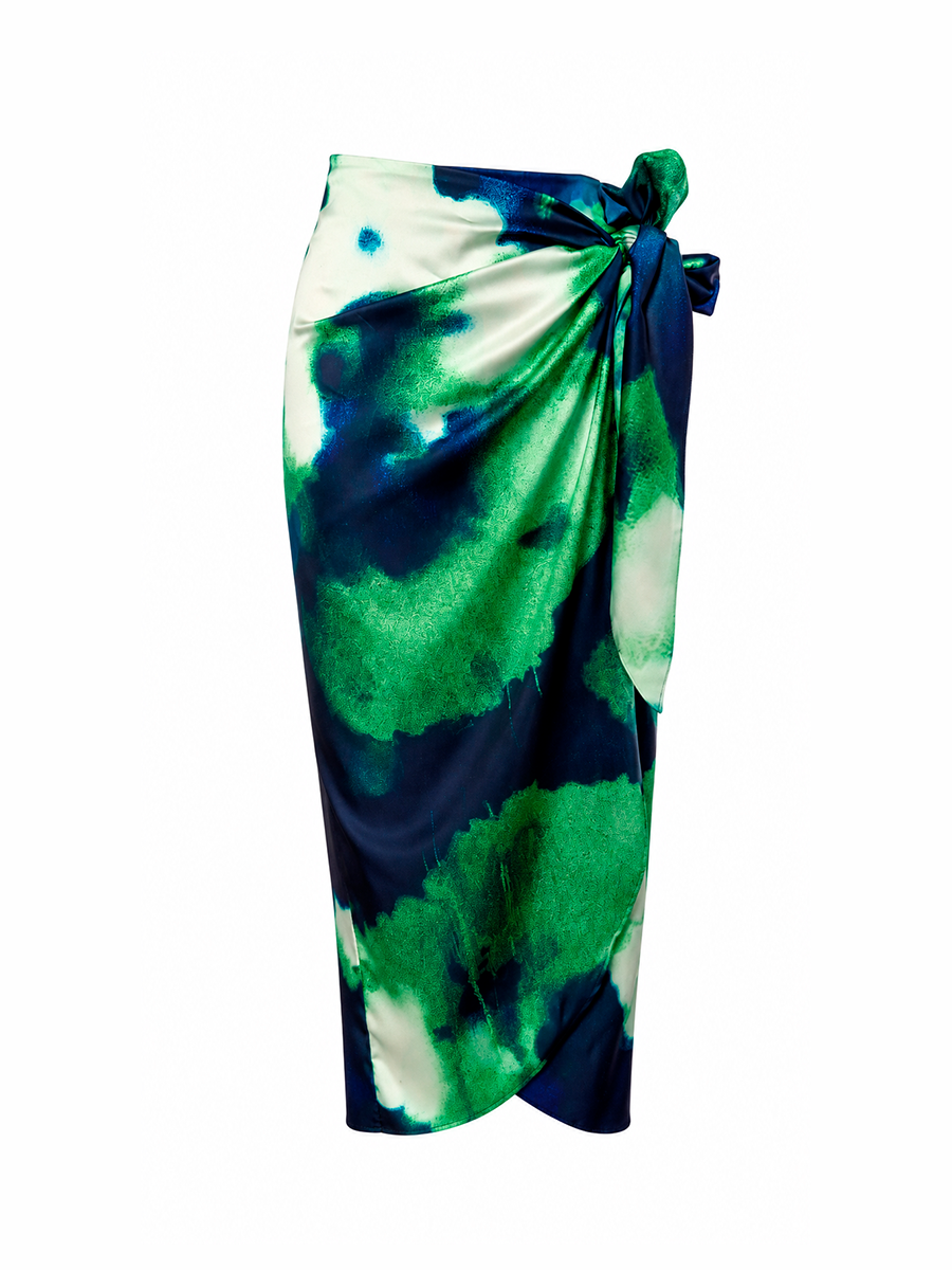 PHOEBE SKIRT - Green poppy print