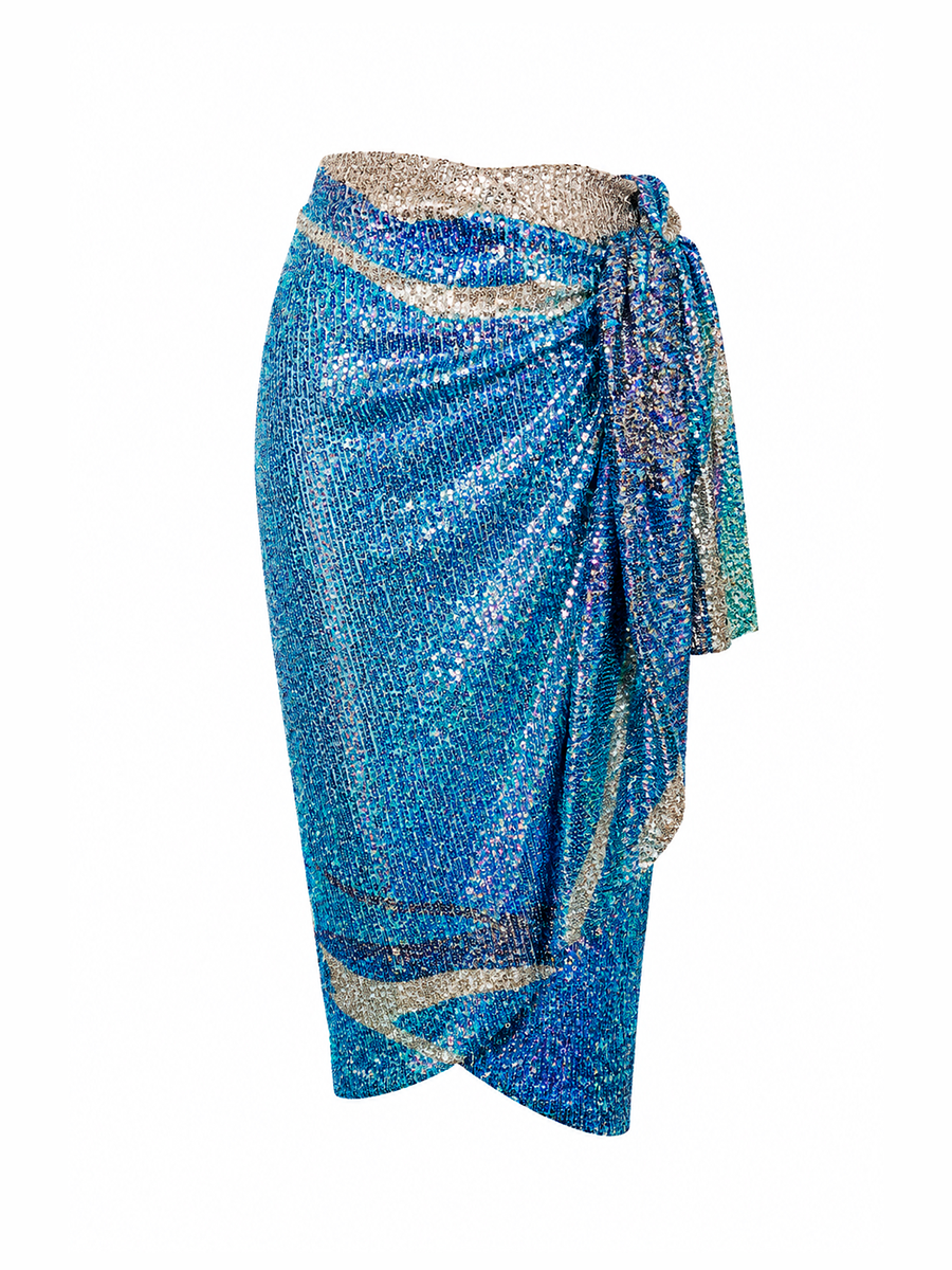 PHOEBE SKIRT - Blue palm print