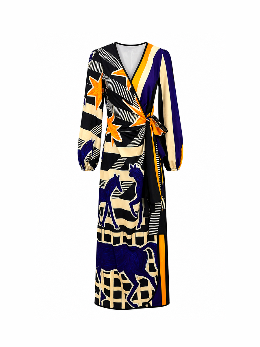 POETA DRESS - Black Herraje print