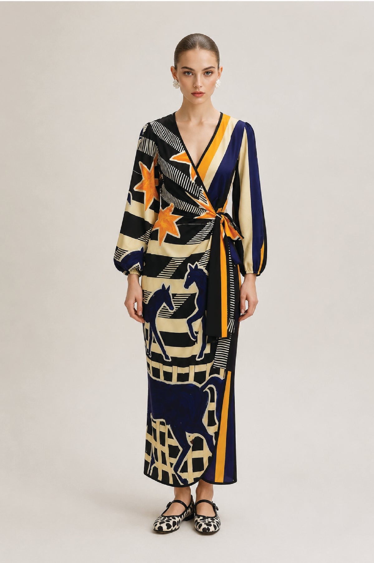 POETA DRESS - Black Herraje print