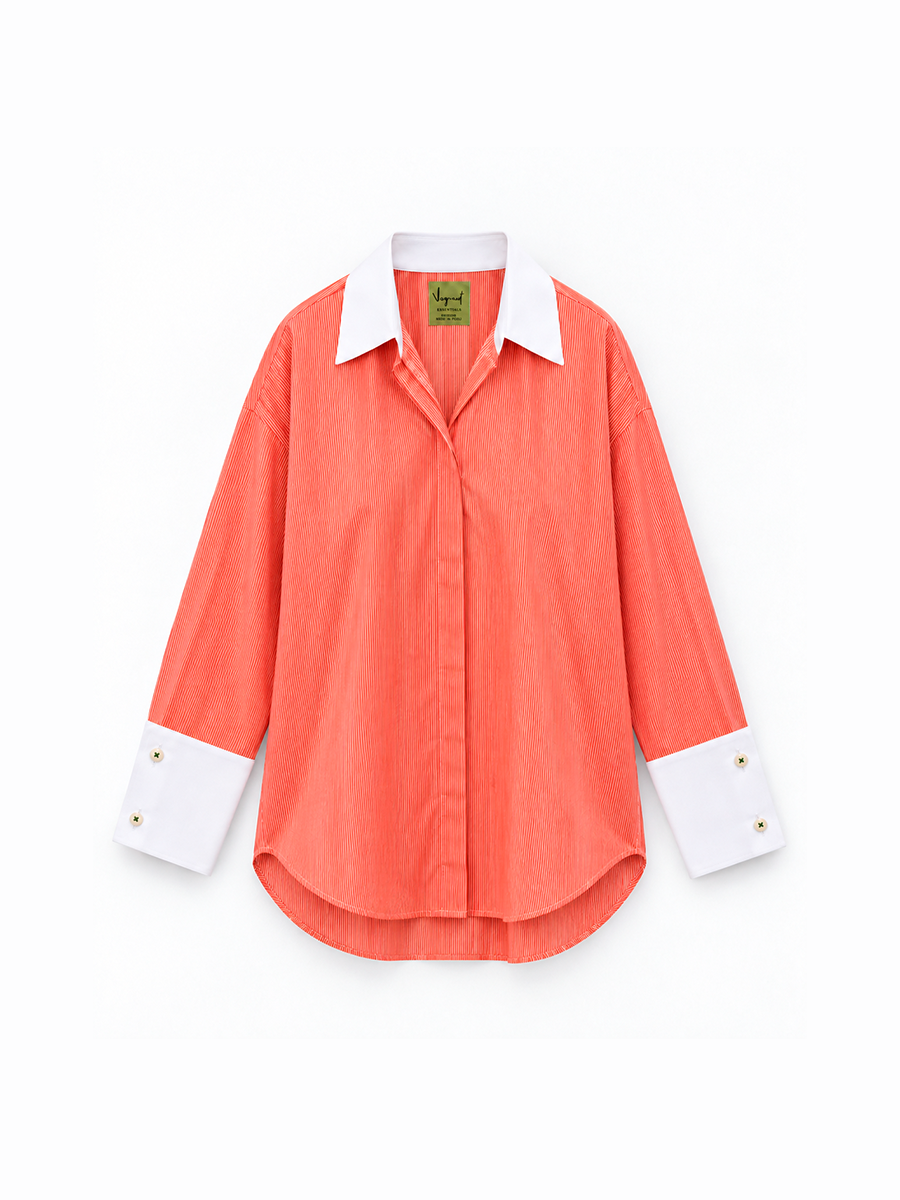 JACKIE SHIRT - Coral Stripes