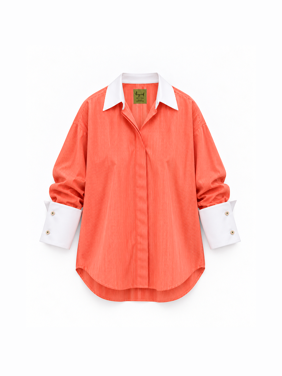 JACKIE SHIRT - Coral Stripes