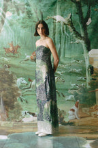 FLORA DRESS - Green poppy print
