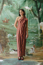 ISOLDE DRESS - Red weaves print