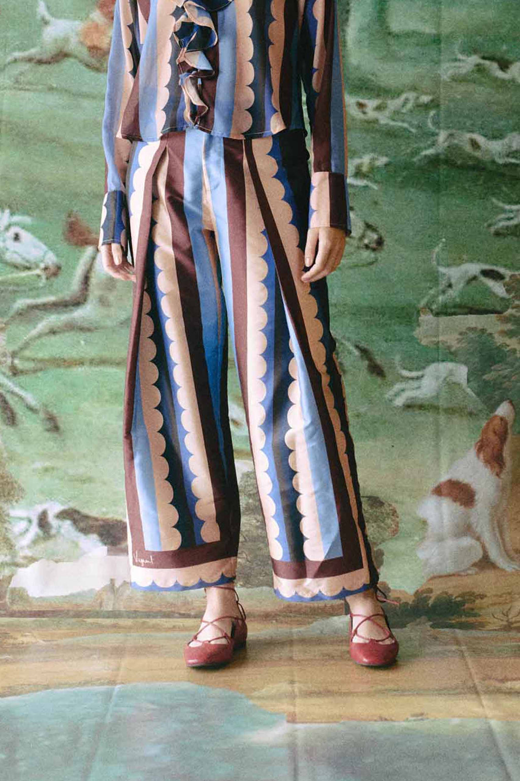 HESTIA PANTS - Blue lace print