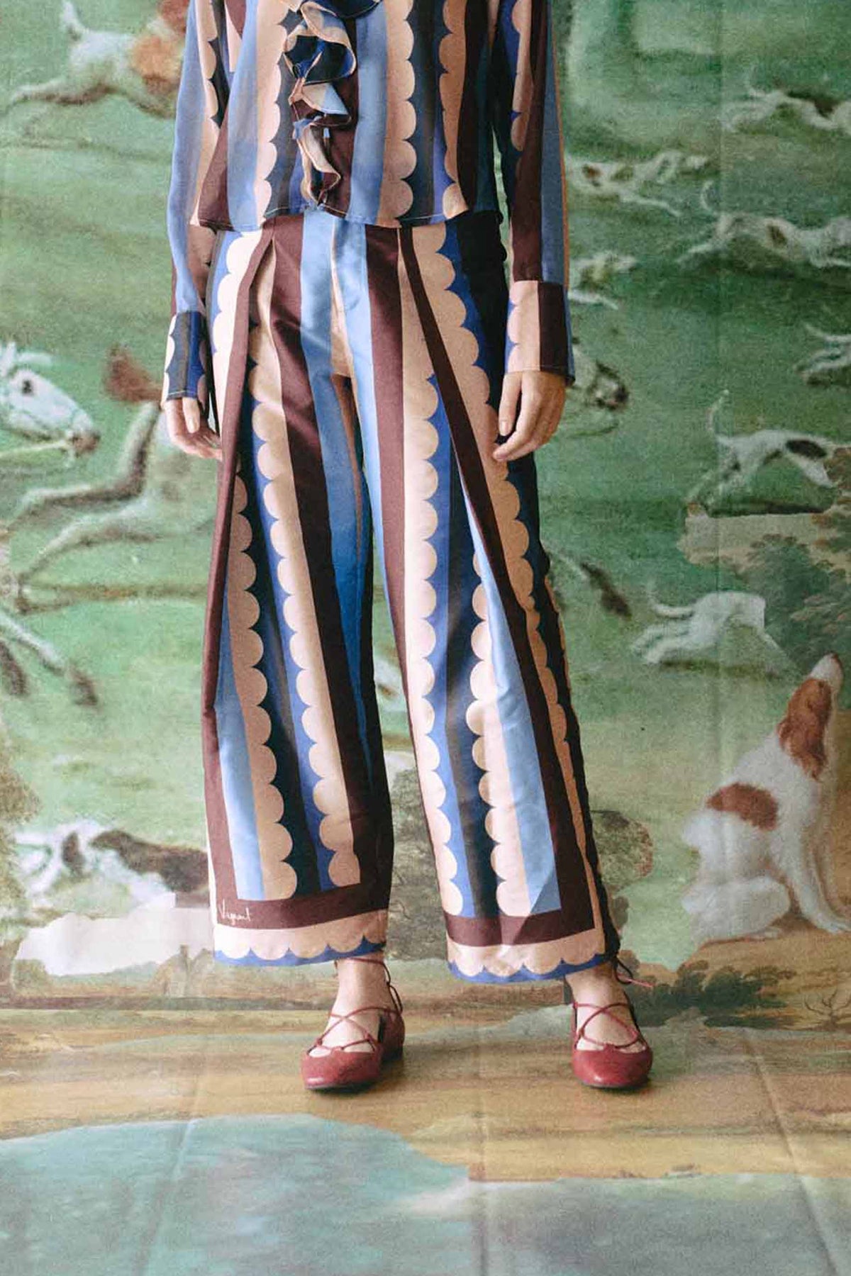 HESTIA PANTS - Blue lace print