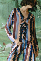 NENA BLOUSE - Blue lace print
