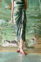 PHOEBE SKIRT - Green poppy print