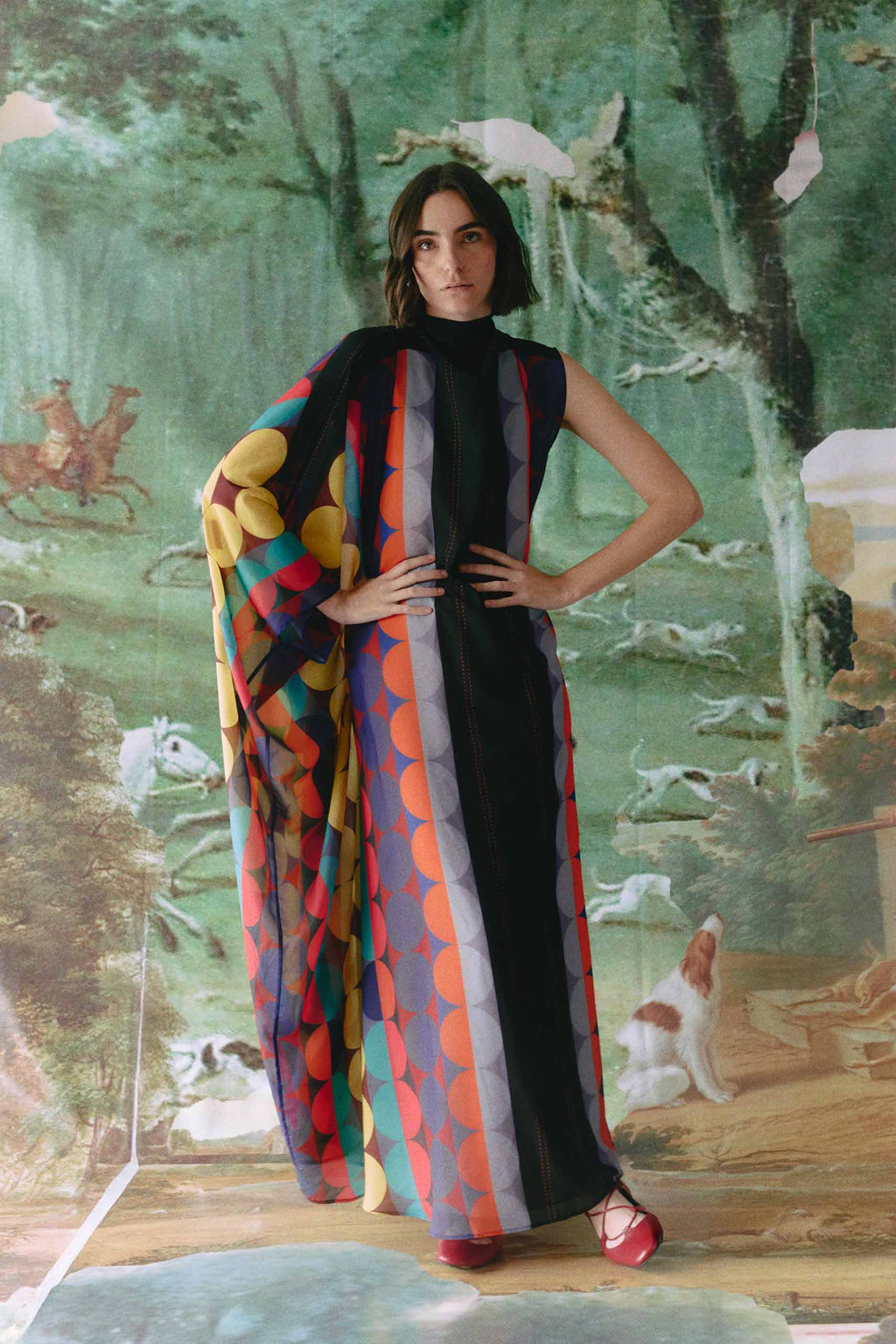 LIBRA DRESS - Black orb print