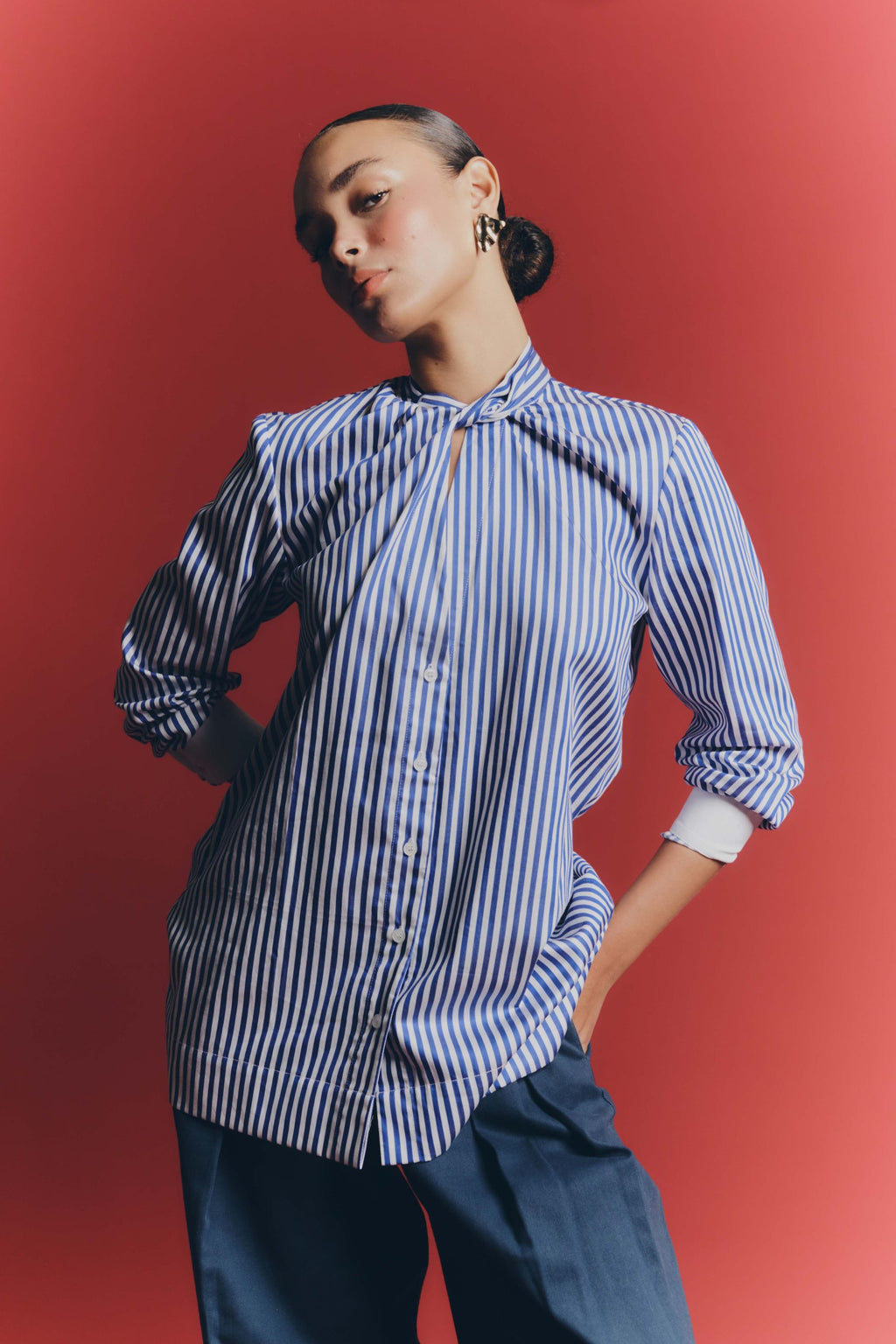 CANTO SHIRT - White & blue stripes
