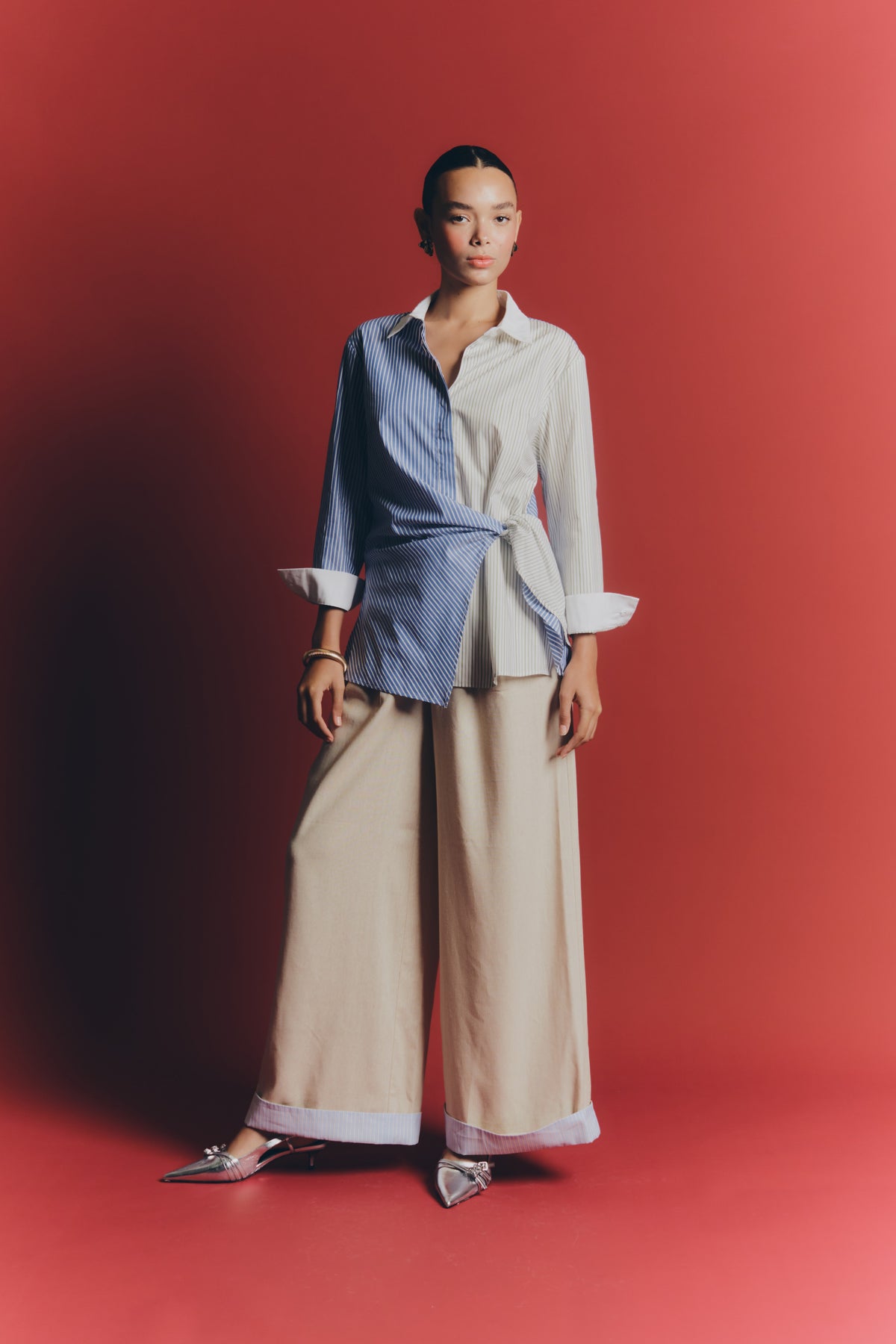 ARIADNE SHIRT - Green & blue stripes