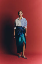 CALLISTA SHIRT - Green & blue stripes