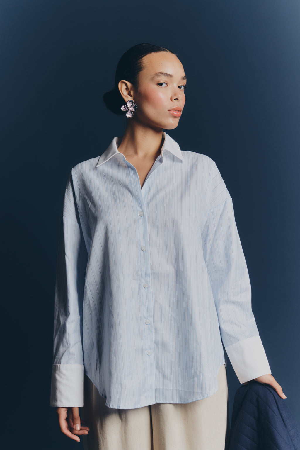 CALLISTA SHIRT - Baby blue stripes