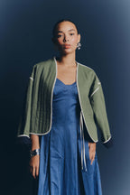 IANTHE REVERSIBLE JACKET - Blue white pipings