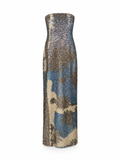 FLORA DRESS - Blue Palm print