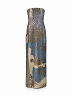 FLORA DRESS - Blue Palm print